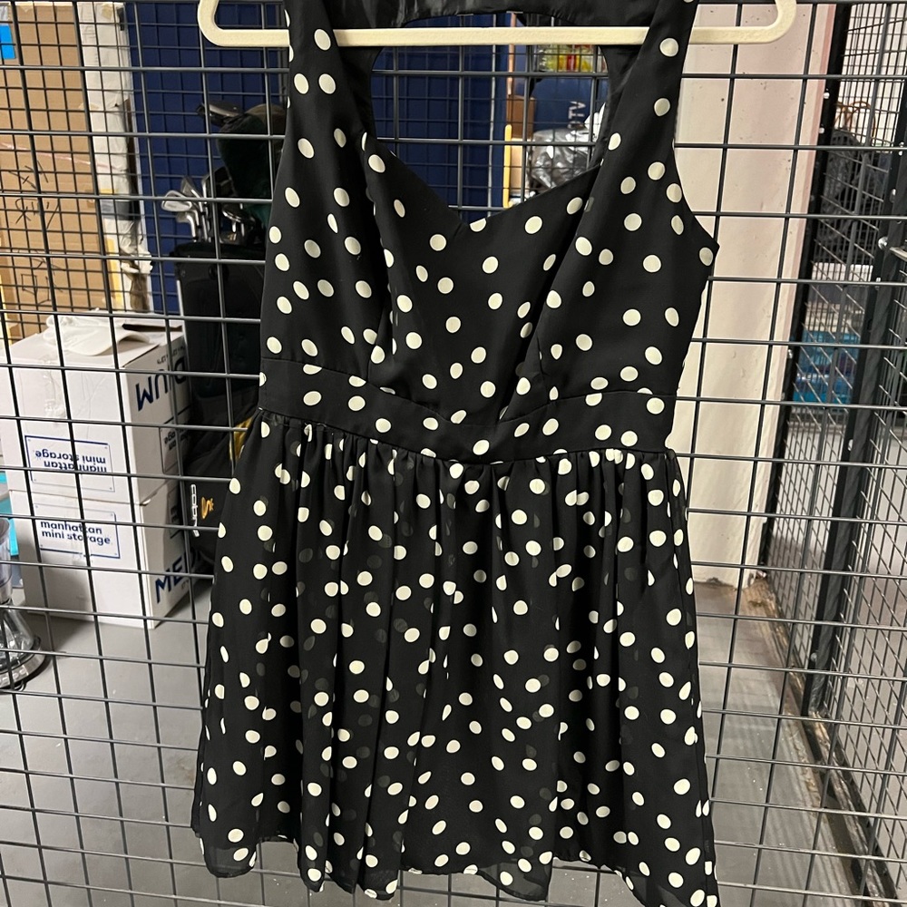 Black aqua polka dot dress